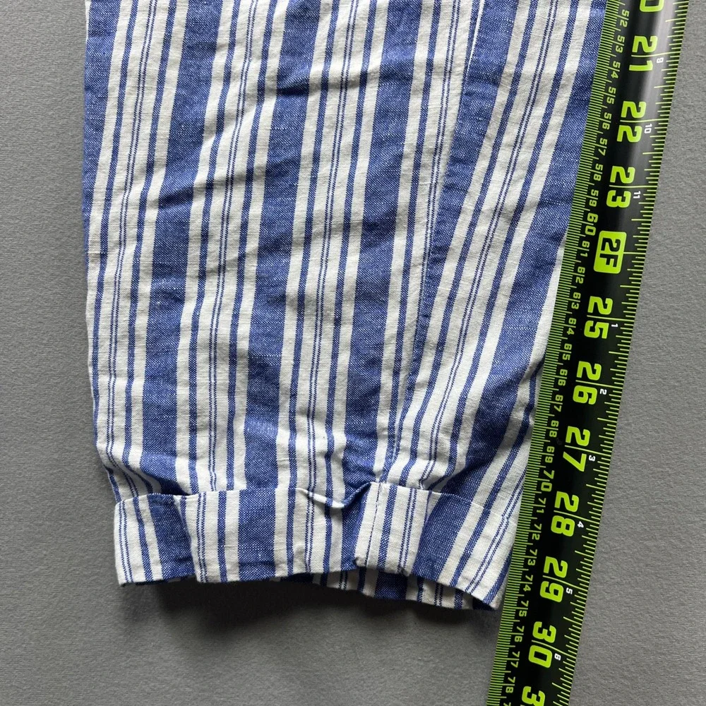 LOFT Pants Womens MT Multi Striped High Rise Tapered Leg Cuffed Hem Drawstring